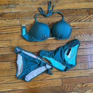 Victoria’s Secret Green Bikini with Two bottoms.